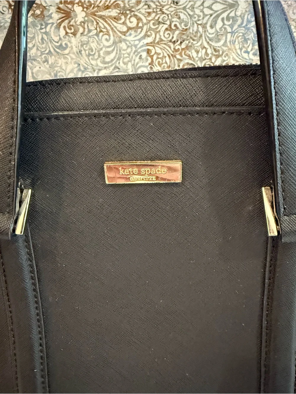 kate spade navy dome satchel with gold-tone plaque